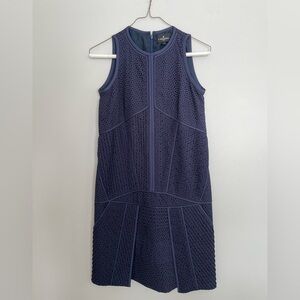 J. Mendel Deep Blue Textured Midi Dress